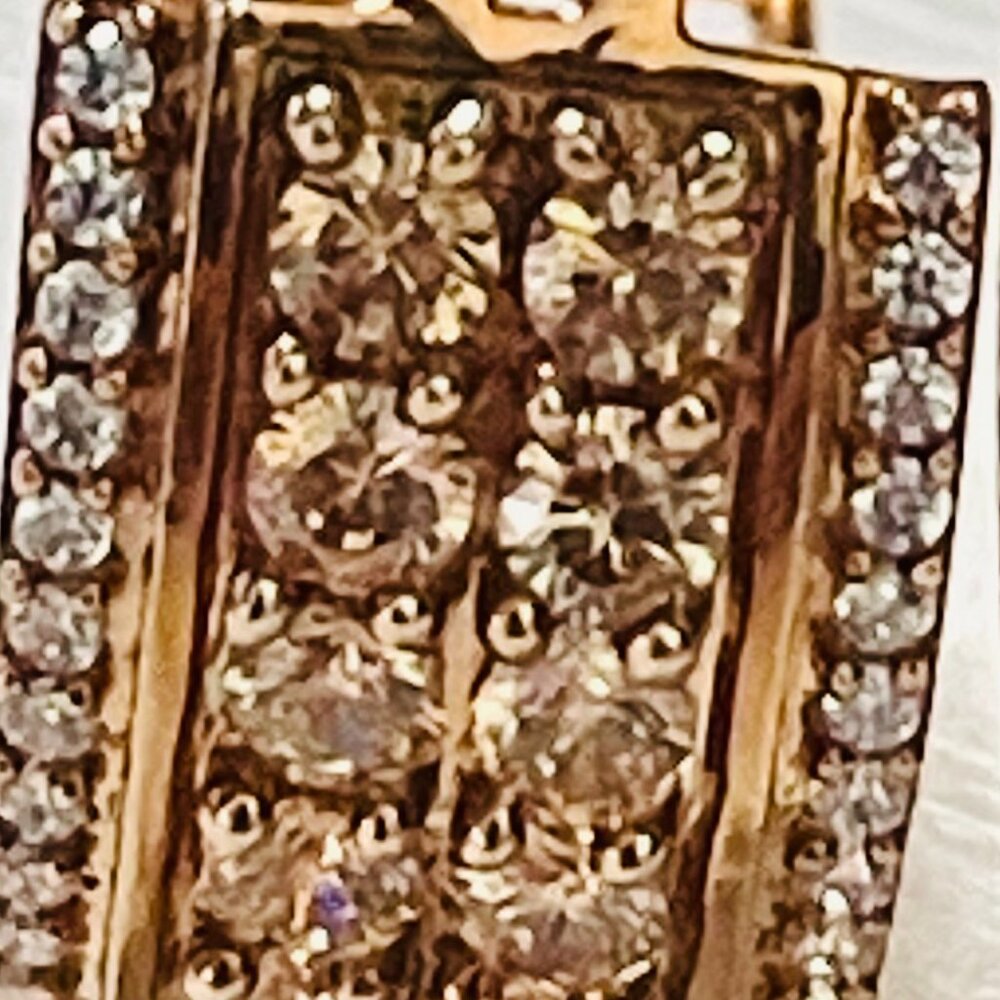 Sparkling Rose Gold Tone Wide Hoop Earrings with Crystal Pave Detailing - Picture 3 of 8